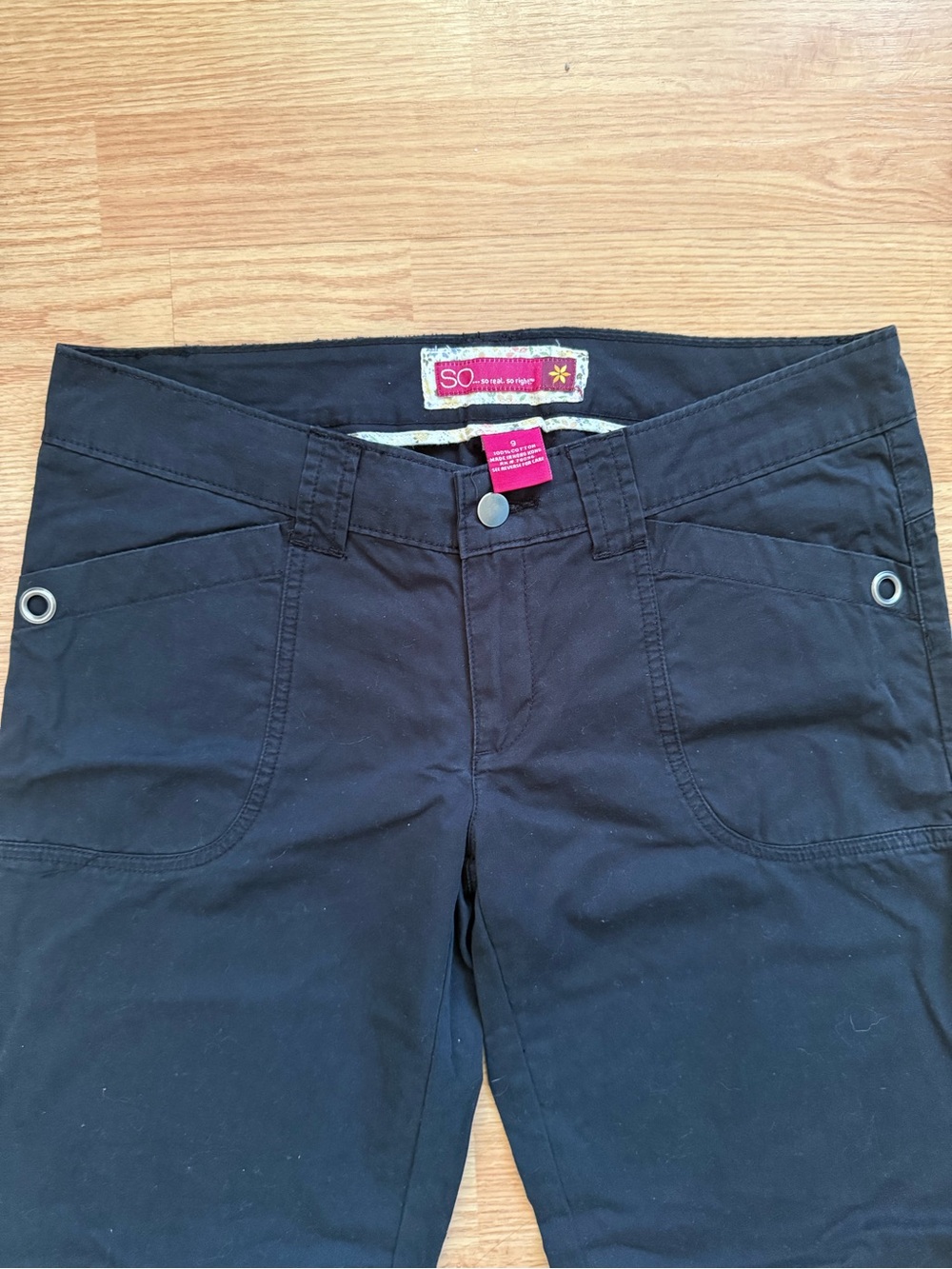 VTG Y2K SO Low Rise Straight Leg Pants Black Size 9